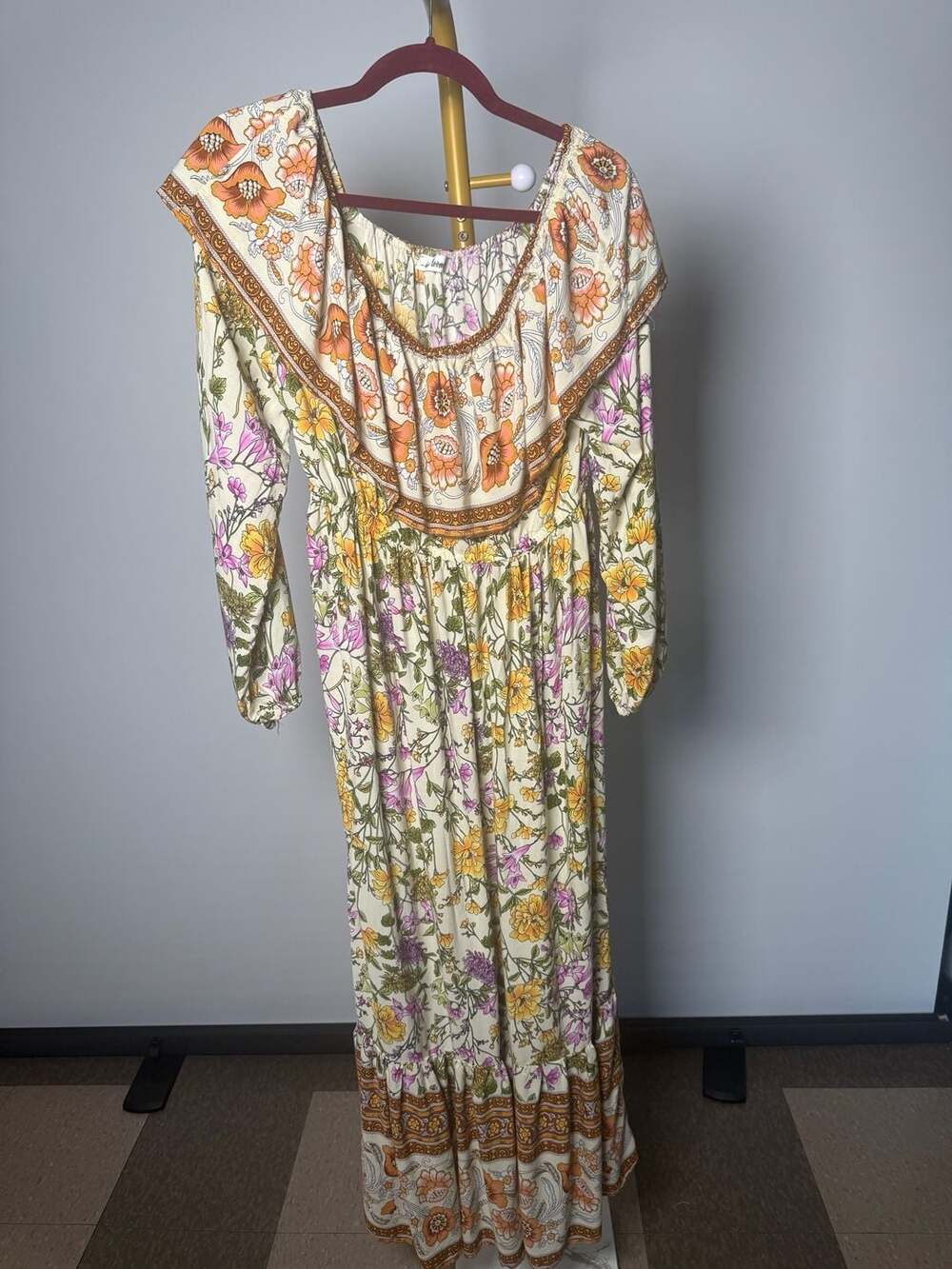 In Loom Boho Floral Print Long Sleeve Maxi Dress large
